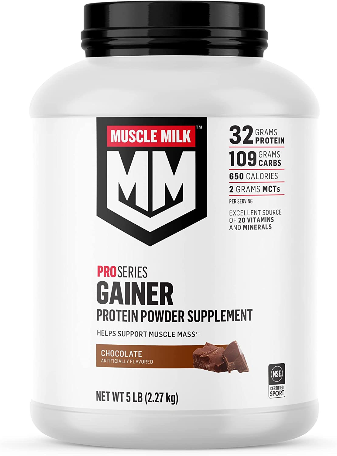 Muscle Milk Gainer Protein Powder, Chocolate, 32g Protein, 5 Pound