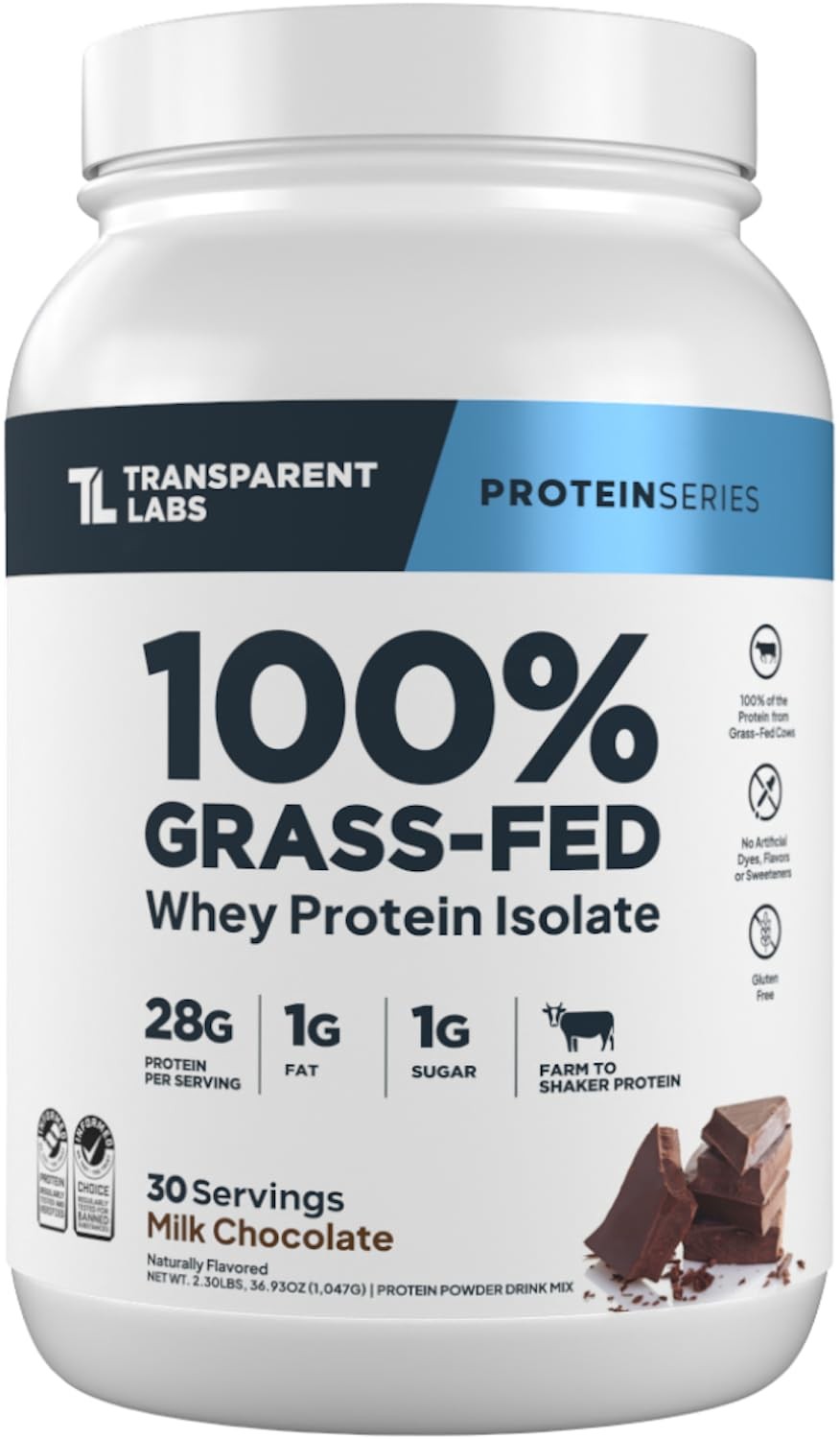 Grass-Fed Whey Protein Isolate – Naturally Flavored, Gluten Free Whey Protein Po