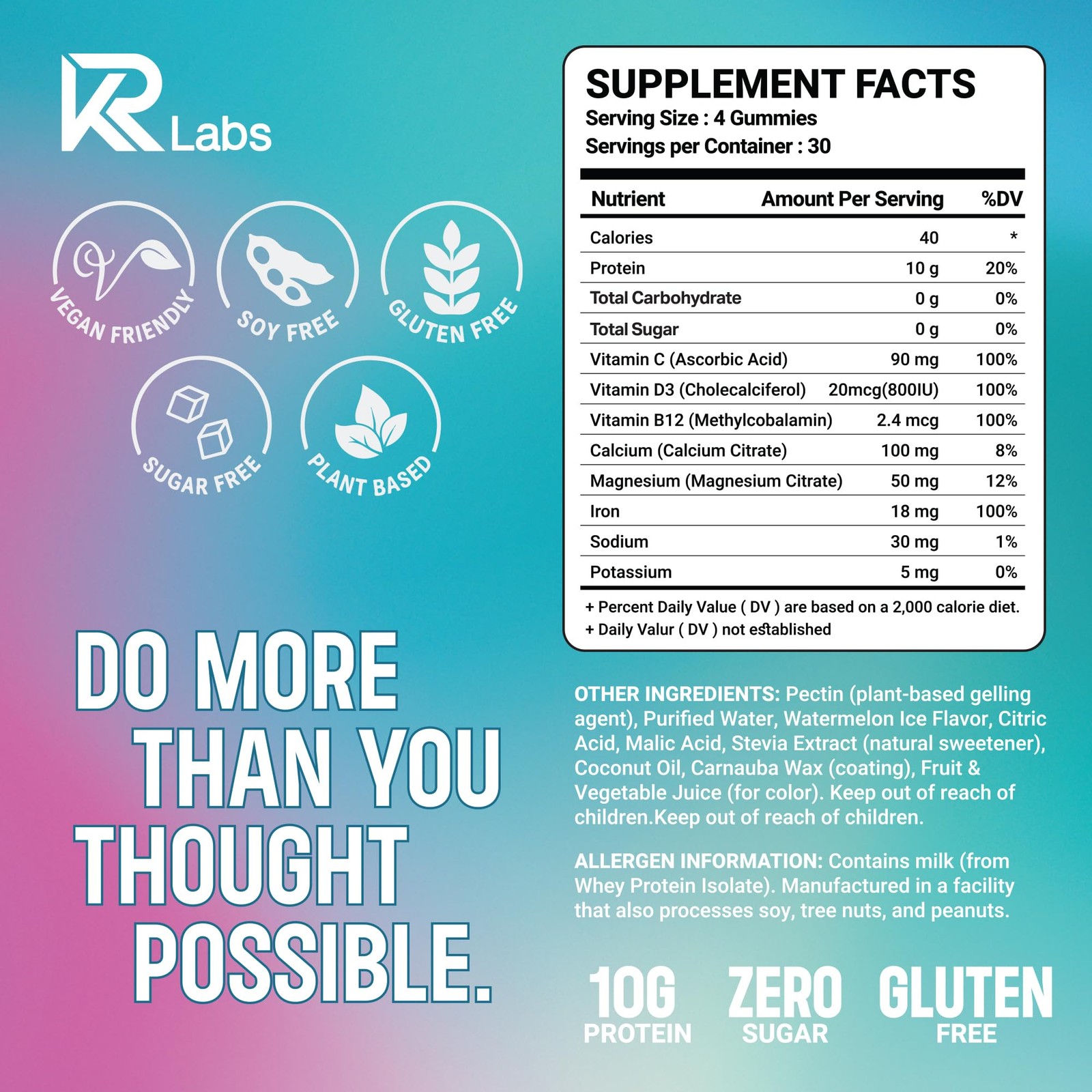 Kr Labs Zero Carb 100 Clear Whey Isolate Protein Total Protein Per Bag Based