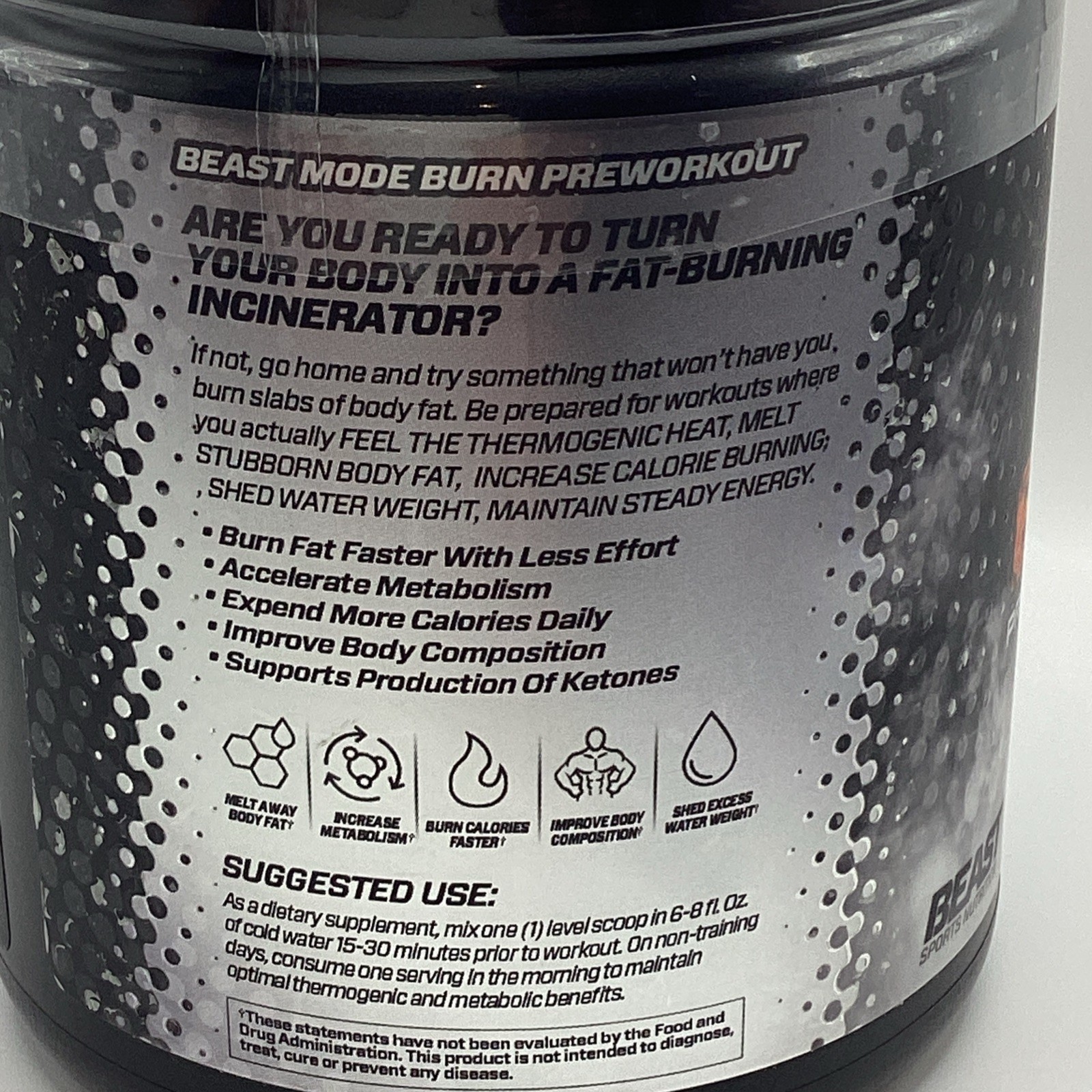Beast Mode Pre Workout Peach Sangria Kong Energy Fat Burner 7.9 oz Exp 12/26