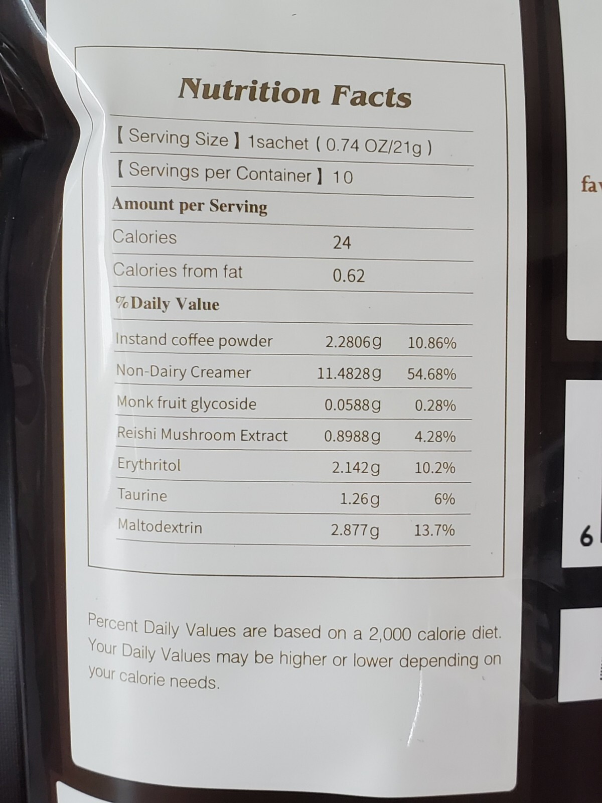 Cappuccino OR Mocha Coffee Ganoderma Mushroom, 1 Package 10 Sackets. Anxiety