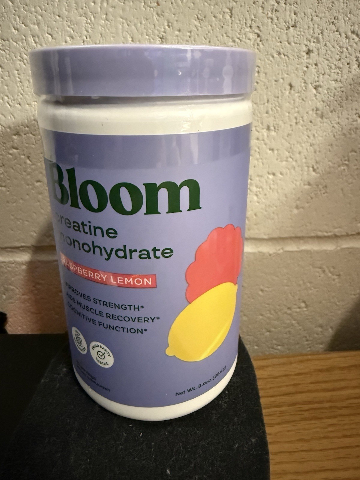 Bloom Nutrition Creatine Monohydrate Powder 9 Oz. Raspberry Lemon 40 Servings