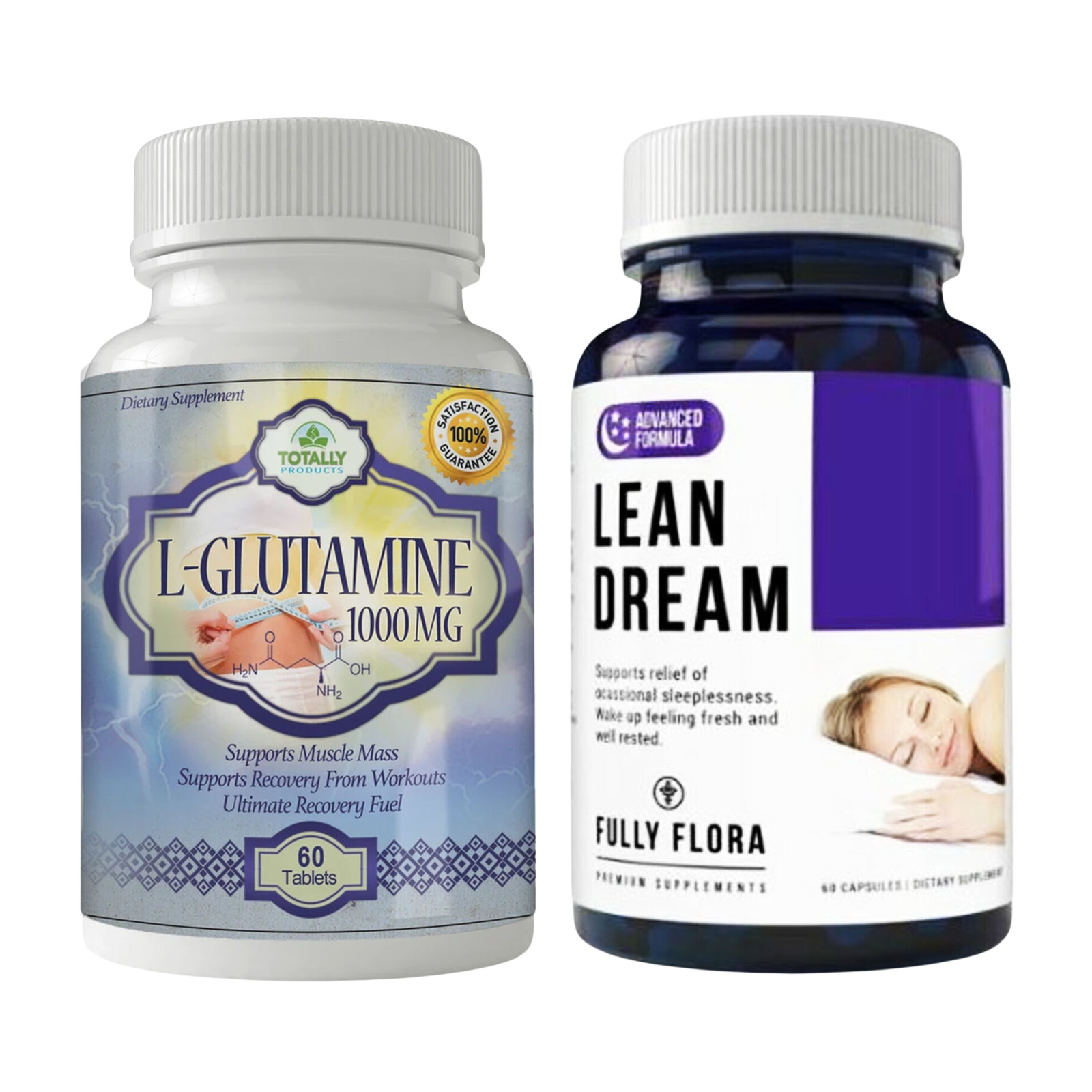 L-Glutamine Muscle Supplement & Natural Sleep Support Dietary Supplement 60 Caps