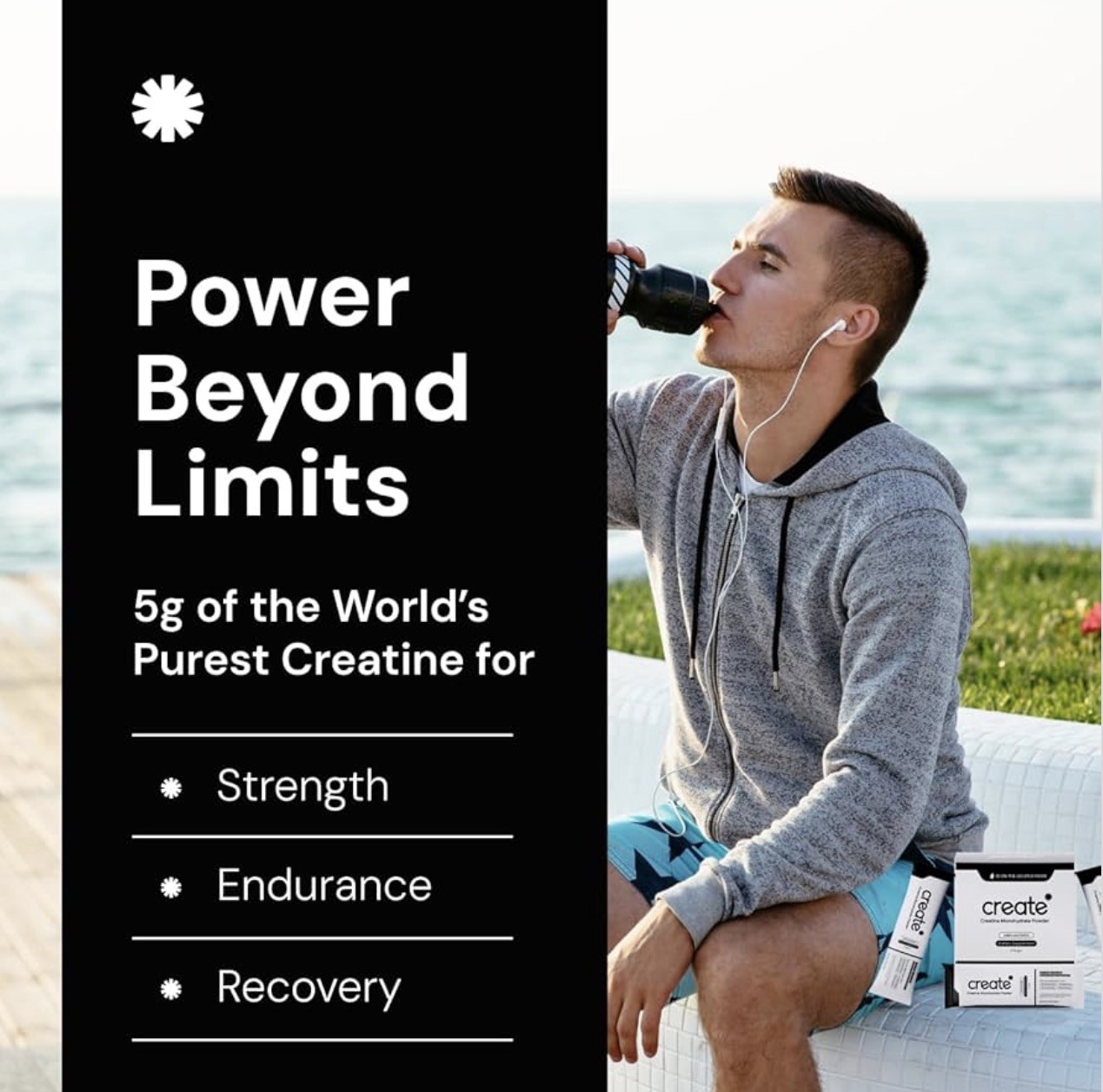 Create Single Serve Creatine Monohydrate Powder–30 PCS ea, 5.4g Exp.08/27