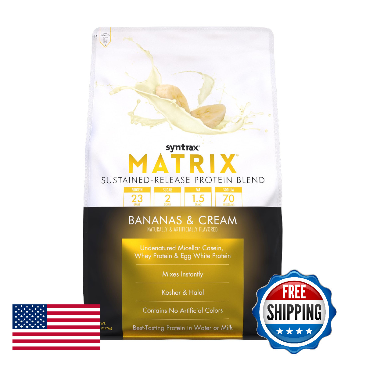 Syntrax Matrix Sustained-Release Protein Blend Bananas Cream 5lb Muscle