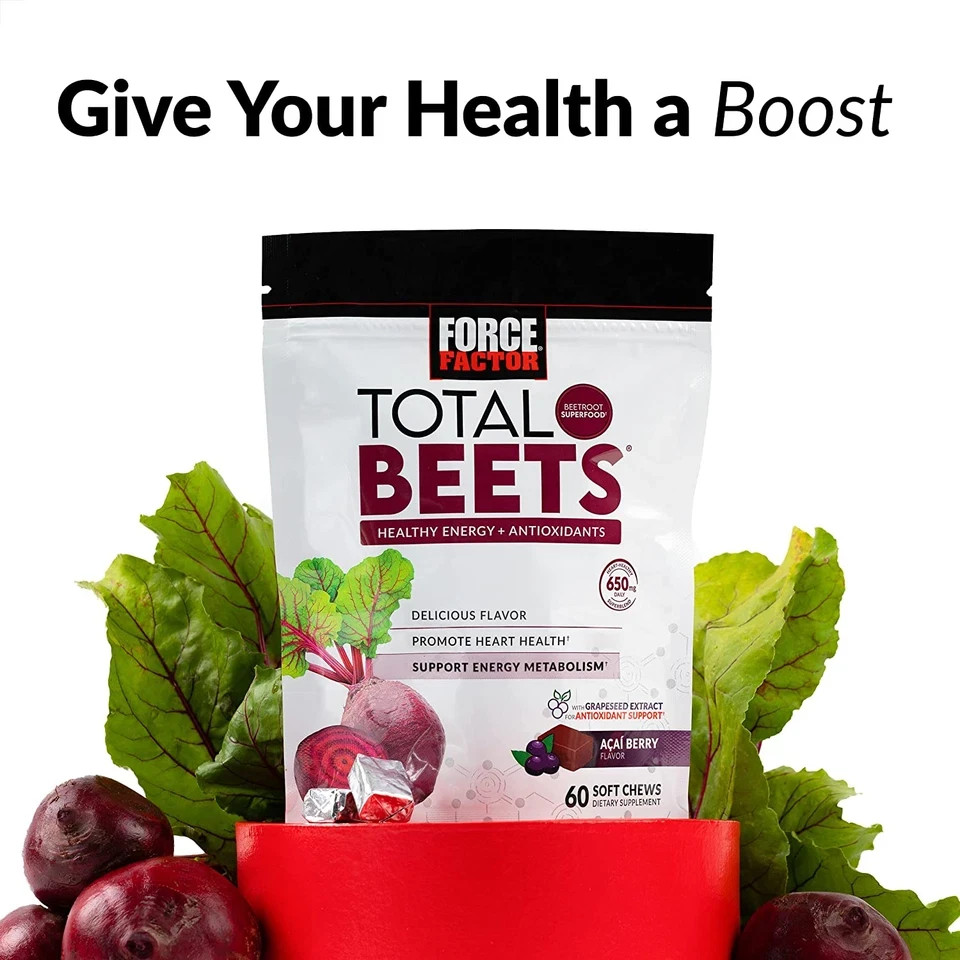 Total Beets Soft Chews with Beetroot, Nitrates, L-Citrulline, Grapeseed Extract,