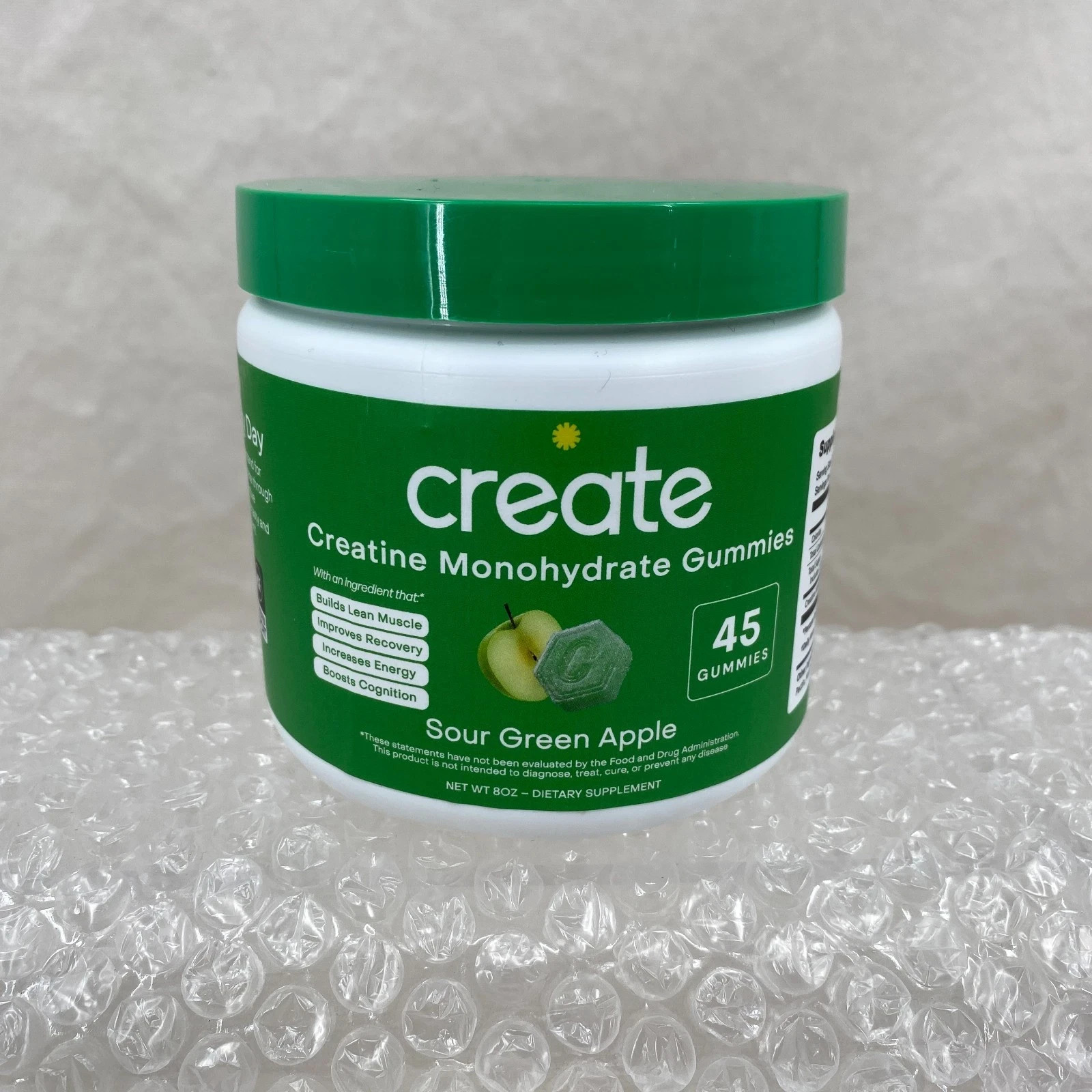 Create Creatine Monohydrate Gummies Sour Green Apple 45 Count NEW