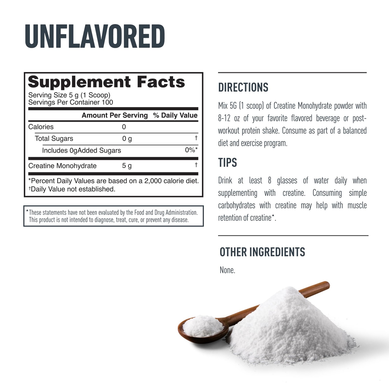 Isopure 100% Pure Creatine Monohydrate Powder, 1.1 Pound (Pack of 1), White