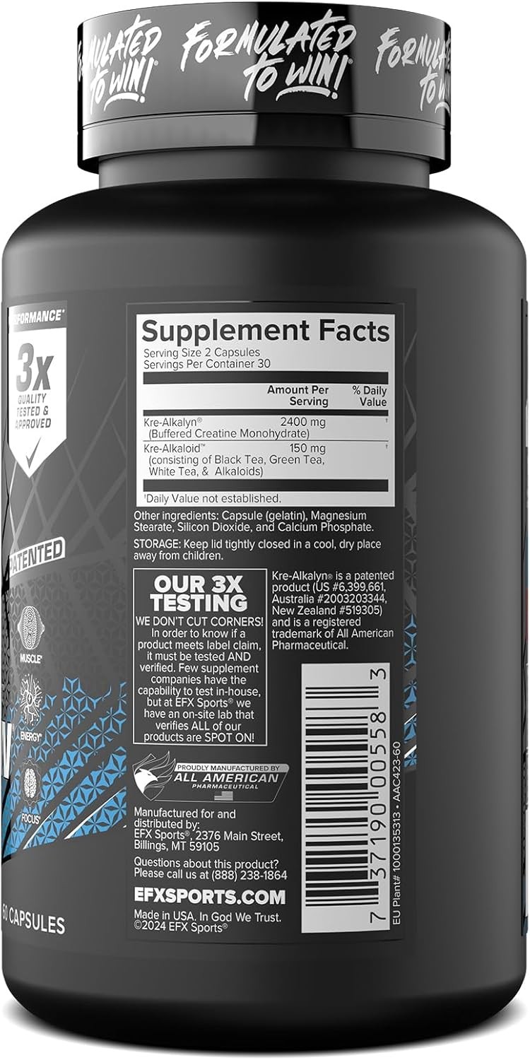 EFX Sports Kre-Alkalyn Pro | pH Correct Creatine 60 Count (Pack of 1)
