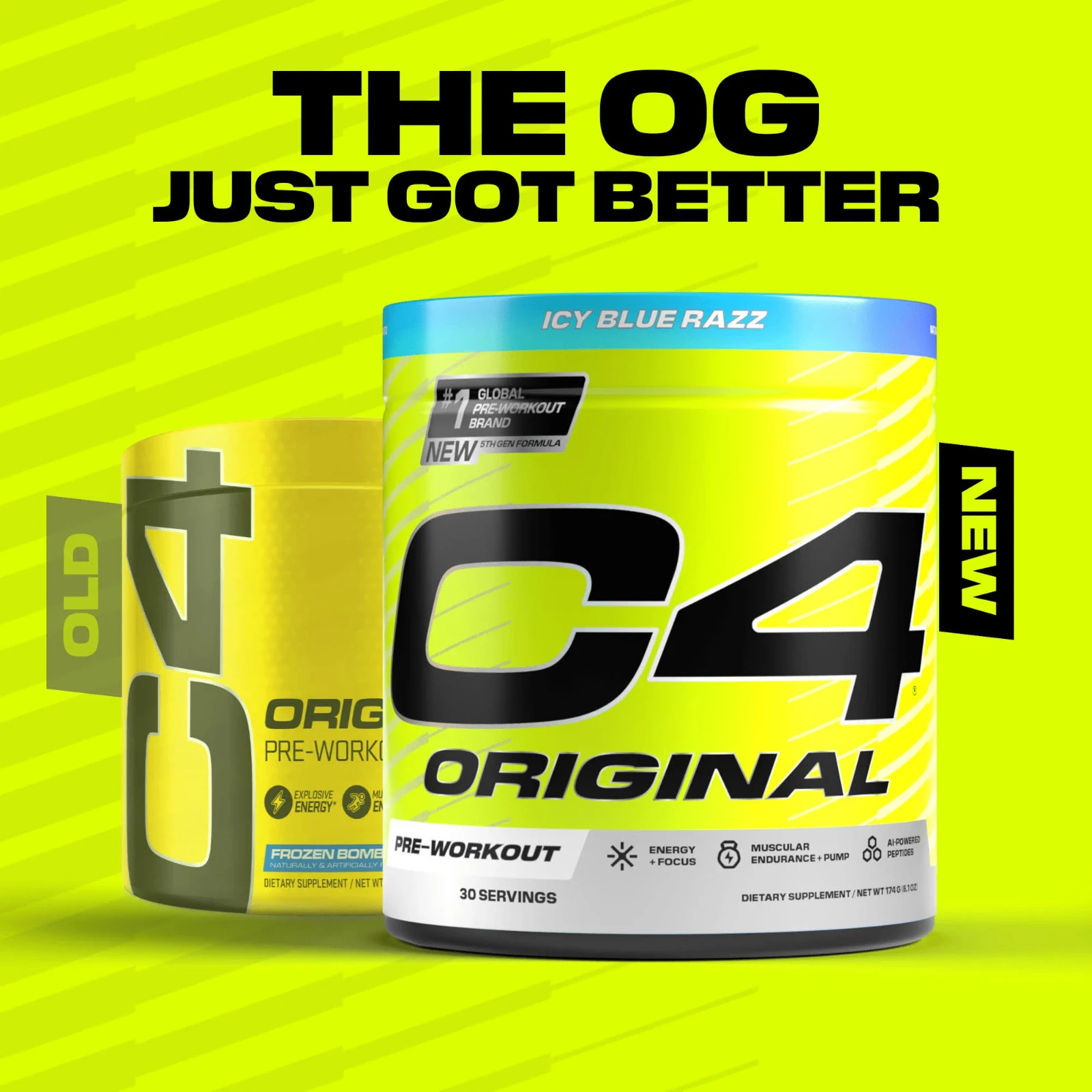 C4 Original Pre-Workout – Icy Blue Razz (30 Servings)