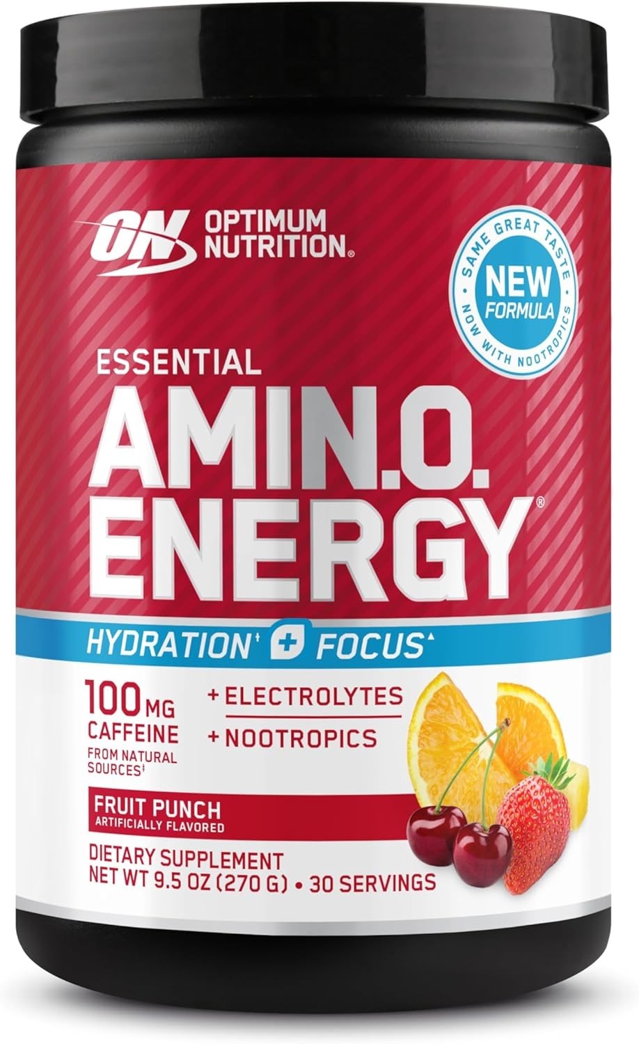 Enhanced Amino Energy & Focus Powder – Sugar-Free BCAA & Caffeine, 30 Servings