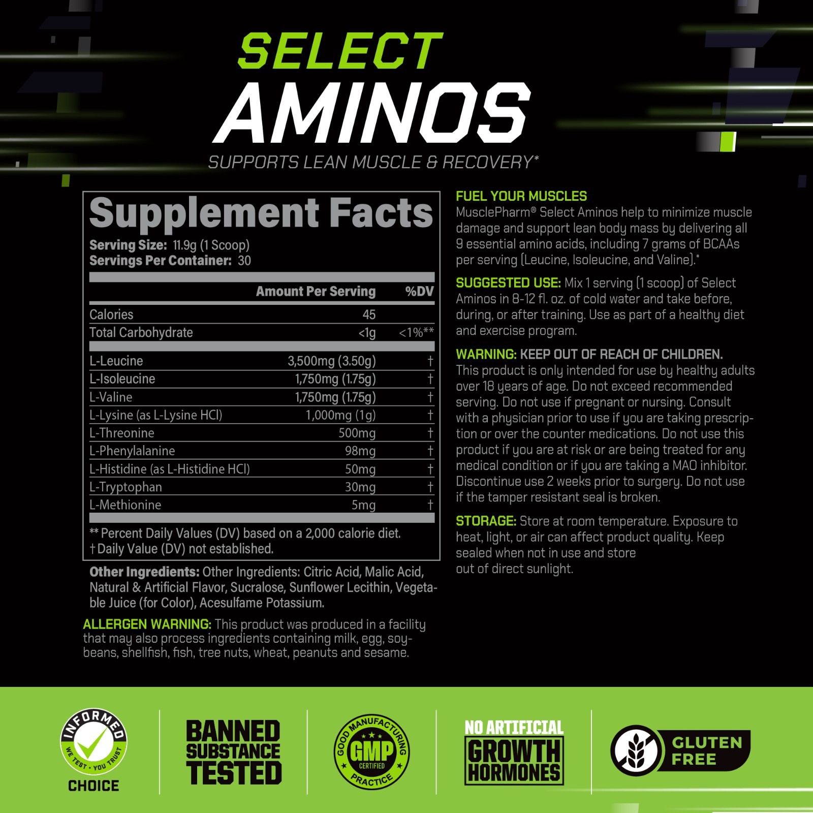 MusclePharm EAA + BCAAs, Post Workout Essential Amino Acids-Watermelon Crush