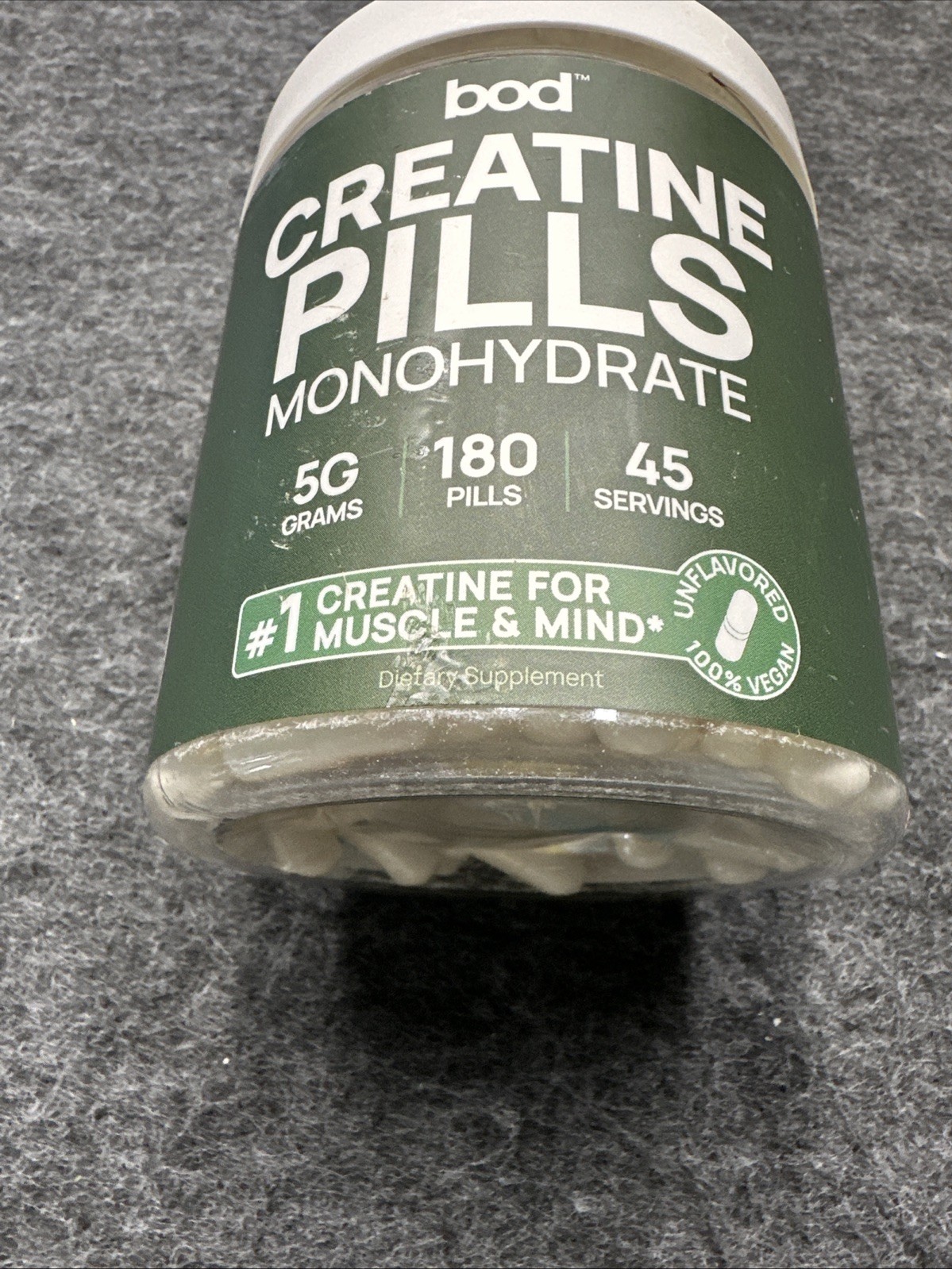 BOD Creatine Monohydrate Pills for Muscle Support, Vegan Pre or Post-Workout Cre