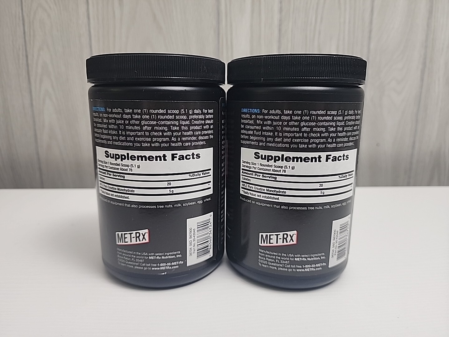 MET-RX CREATINE MONOHYDRATE UNFLAVORED 400 GRAMS/14.1 OZ X 2 JARS