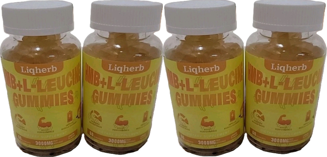 Liqherb HMB L-Leucine Gummies 3000mg Muscle Recovery 60ct Non-GMO 4PK 1/27