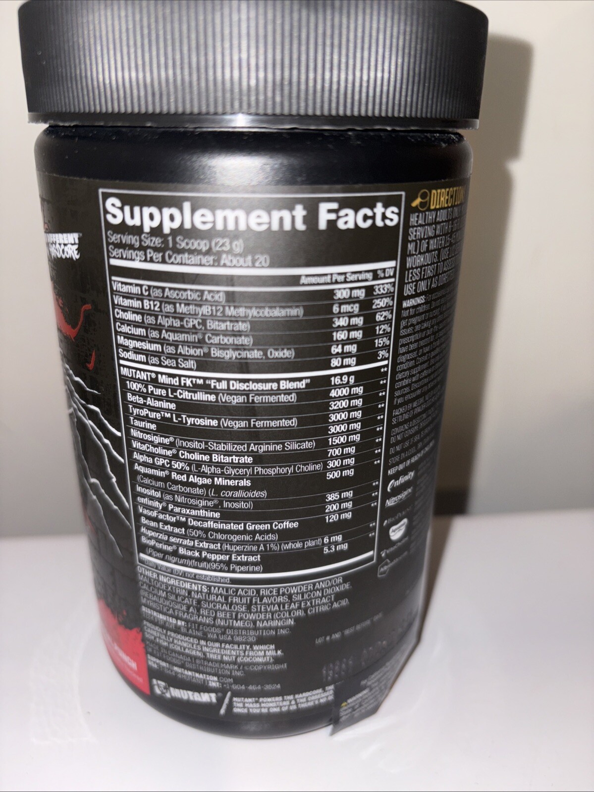 Mutant Mind FK Pre Workout Tropical Punch Ex7/27