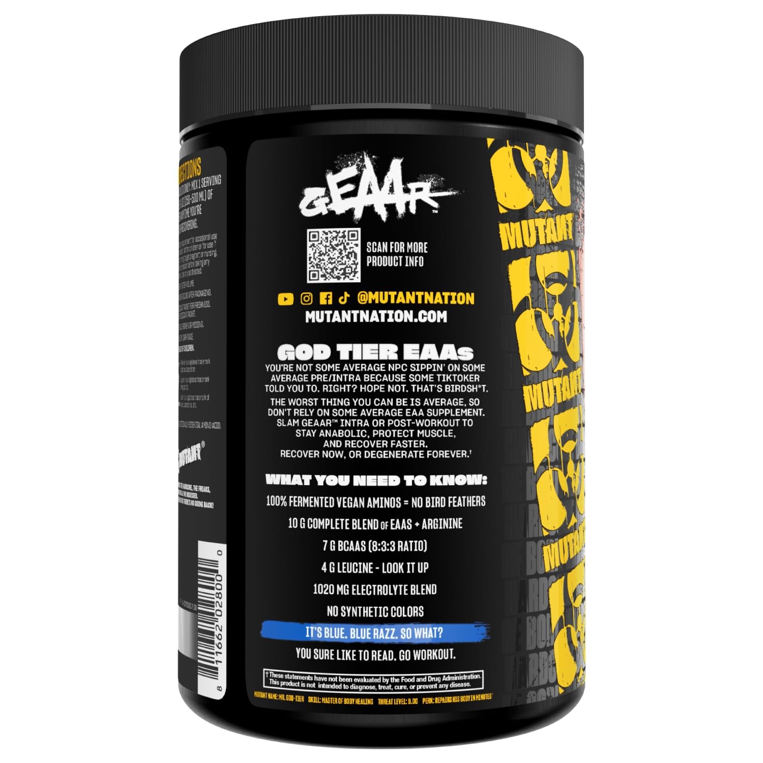 Mutant GEAAR 9.4g of EAA Powder + Arginine, 7g BCAAs, 4g Leucine, Electrolyt…