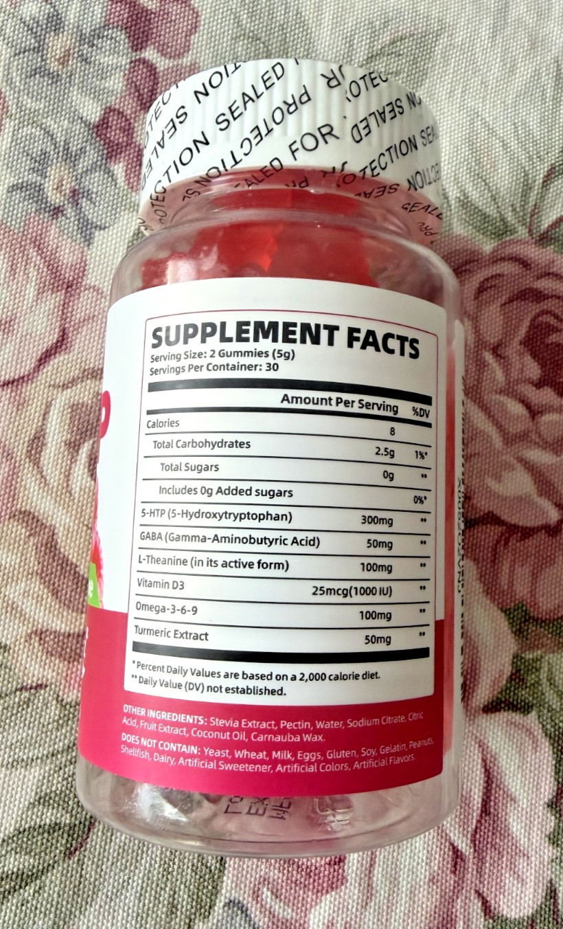 Saajoor 5-HTP 300mg Gummies with GABA+L-Theanine & Vitamin D3, Circadian Support