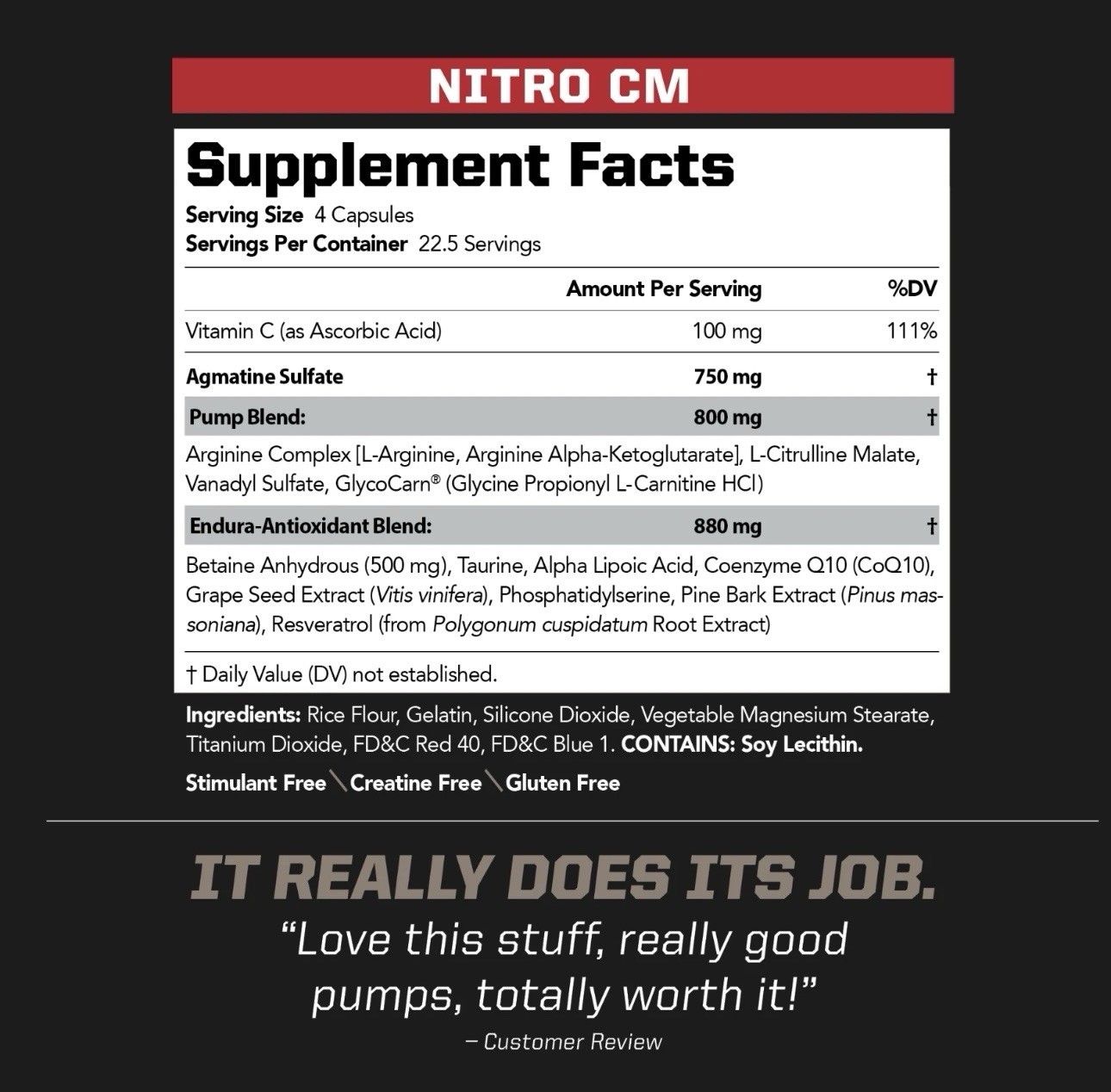 NITRO CM – Nitric Oxide Formula for Muscle Pumps & Performance – (90 Capsules)