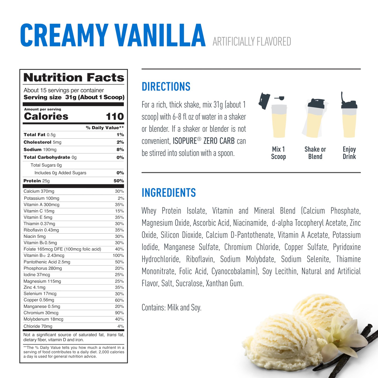 Isopure Zero Carb 100% Pure Whey Isolate Protein Powder, Lactose Free, Gluten…