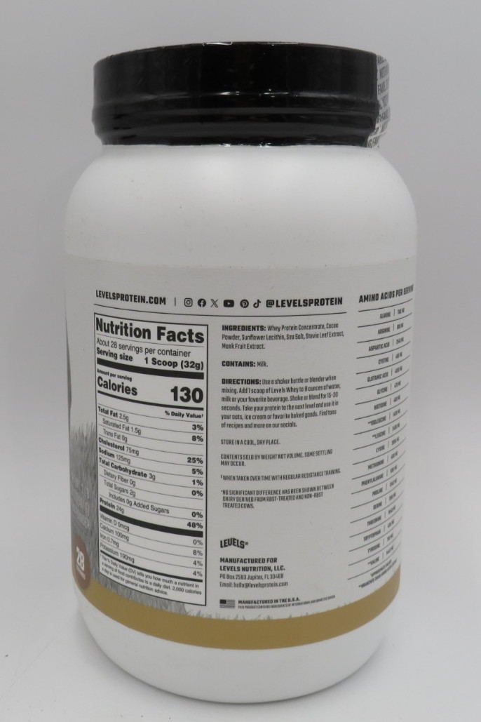Levels Grass Fed Whey Protein Powder, No Artificials, 24g Exp: 03/06/25