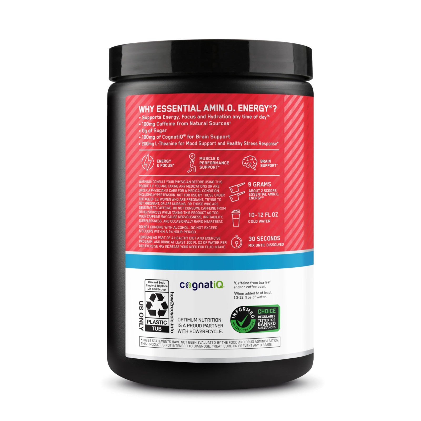 Amino Energy Powder with BCAA, Electrolytes & Caffeine – Juicy Strawberry, 30 Se