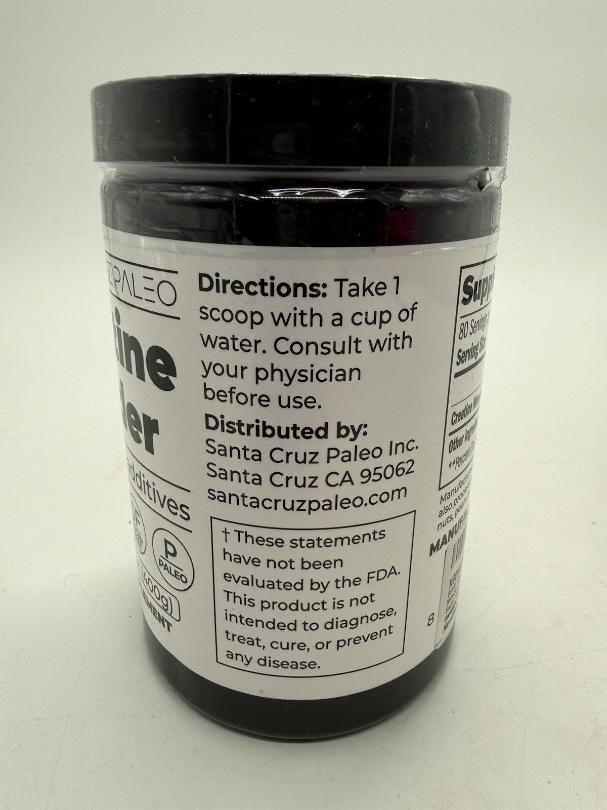 Santa Cruz Paleo Creatine Monohydrate Powder Micronized, Unflavored Pre Workout