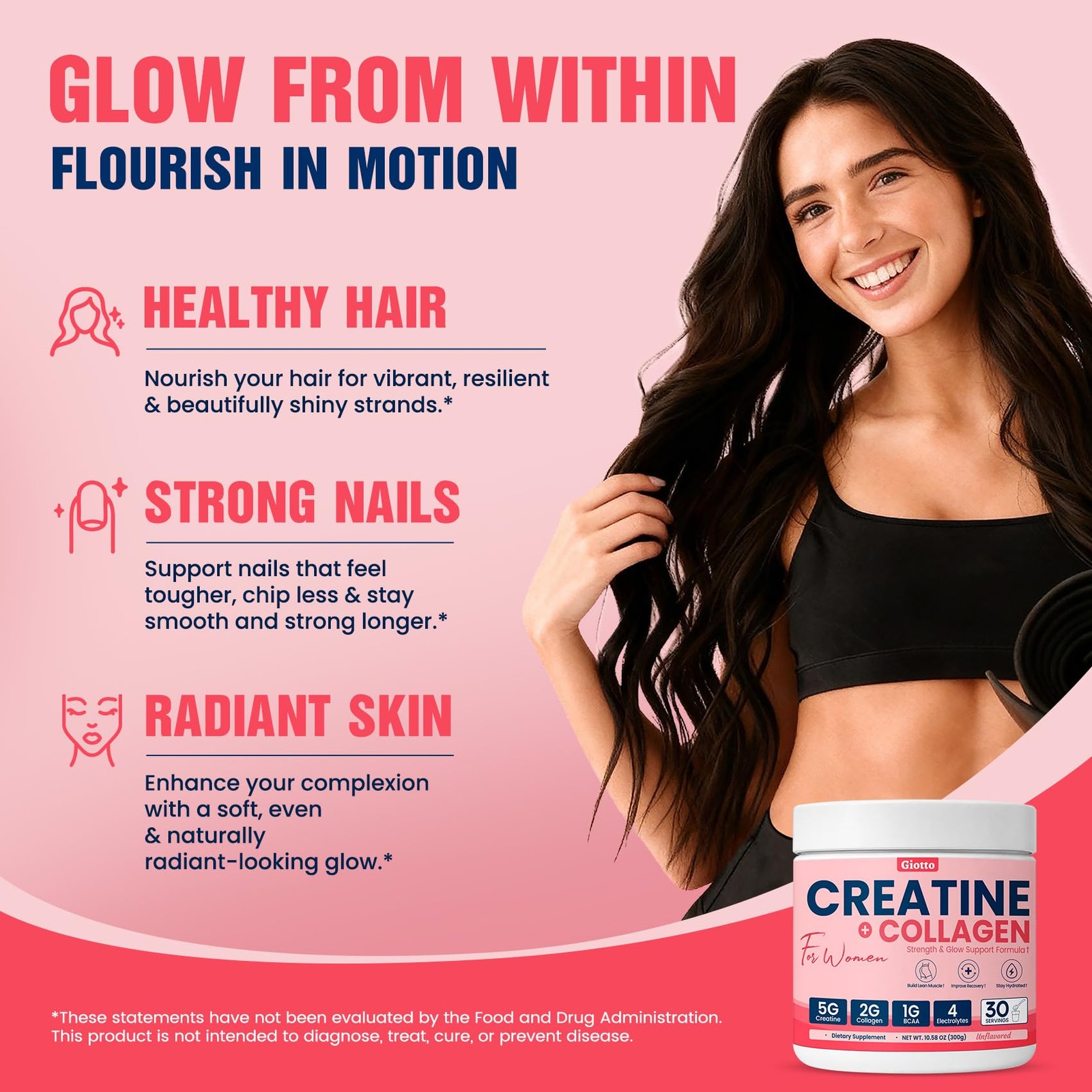 Creatine for Women, USP Grade Micronized Creatine Monohydrate Powder with Col…