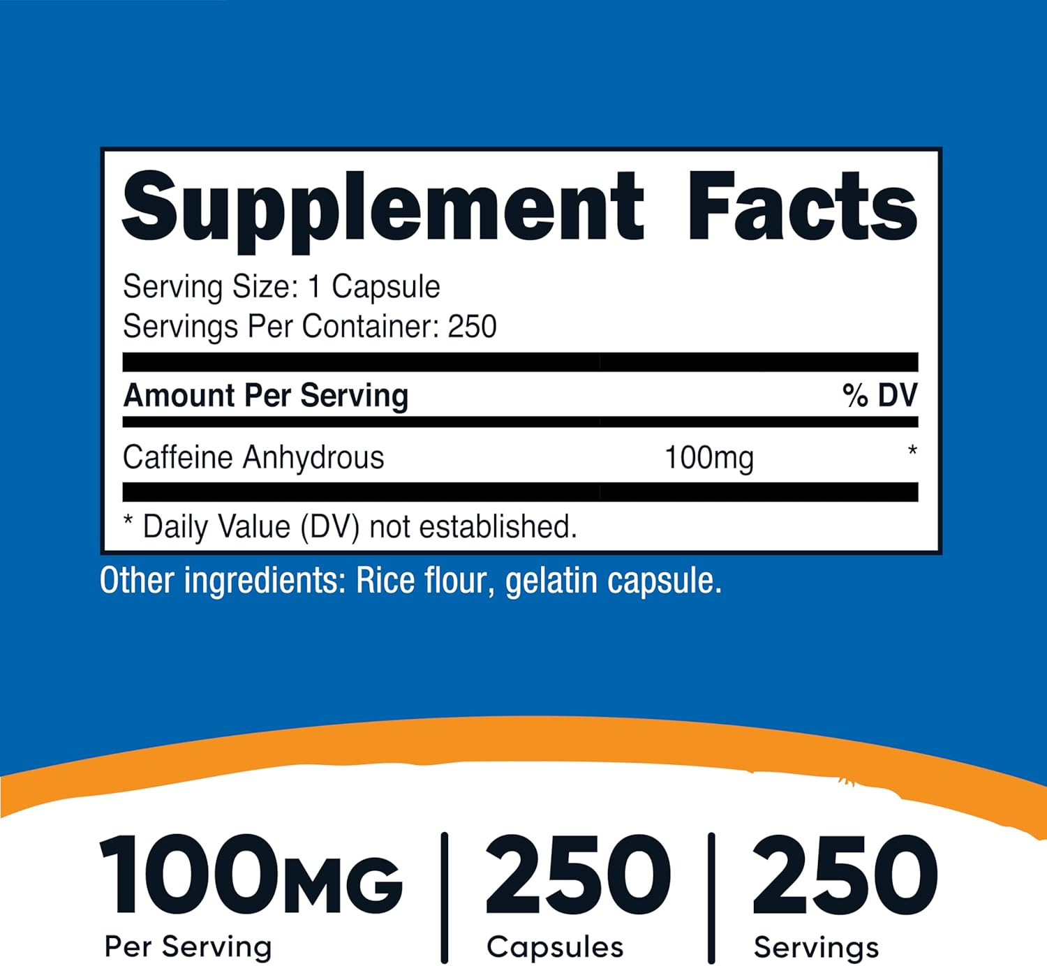 Nutricost Caffeine Pills 100Mg per Serving, 250 Capsules