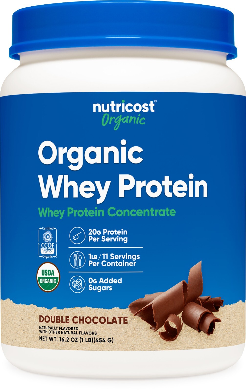 Nutricost Organic Whey Protein Concentrate, Double Chocolate Flavored, (1LBS)