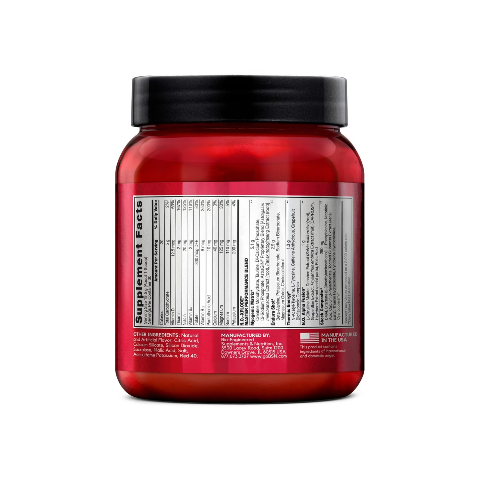 BSN N.O.-Xplode Pre Workout Powder Fruit Punch 30 Servings Energy Performance