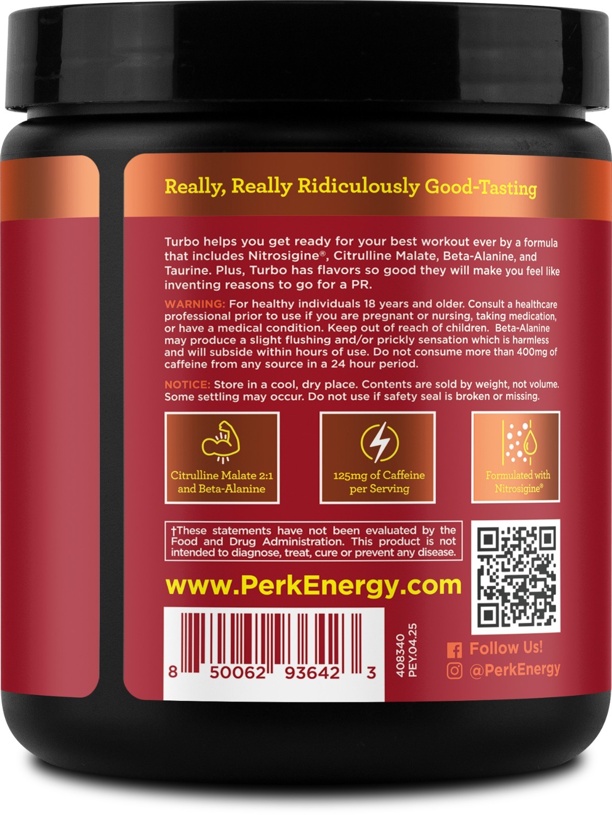 Perk Turbo Pre-Workout Powder (Mango Habanero Flavored) 20 Servings