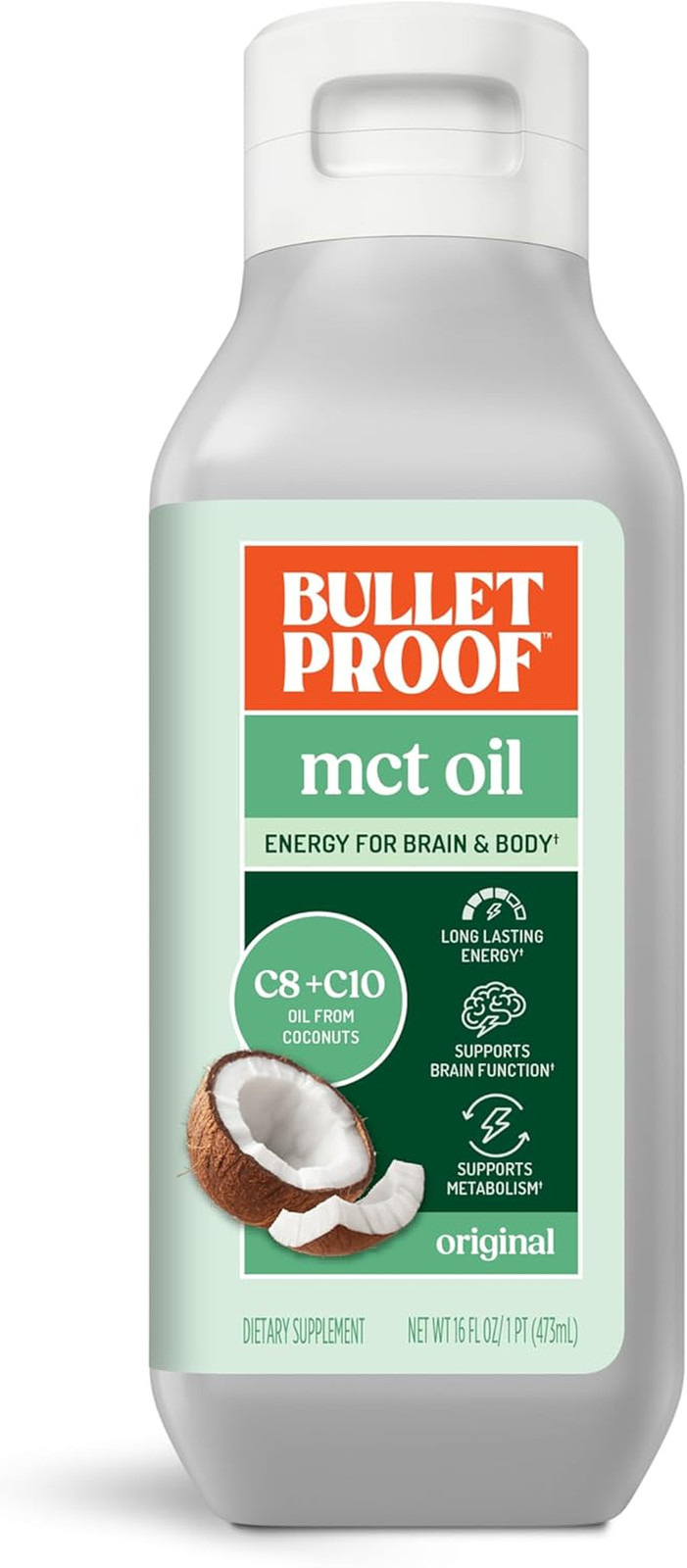 XCT MCT Oil Made with C10 and C8 MCT Oil, Flavorless, 14G Mcts, 16 Fl Oz Bullet