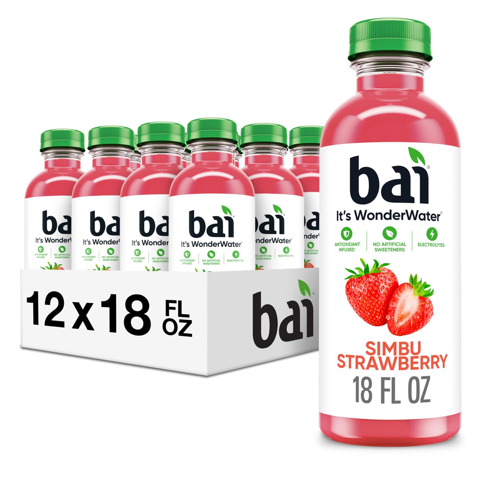 Antioxidant Infused Beverage Strawberry Flavor 18oz Bottle 12 Pack Hydration Dri