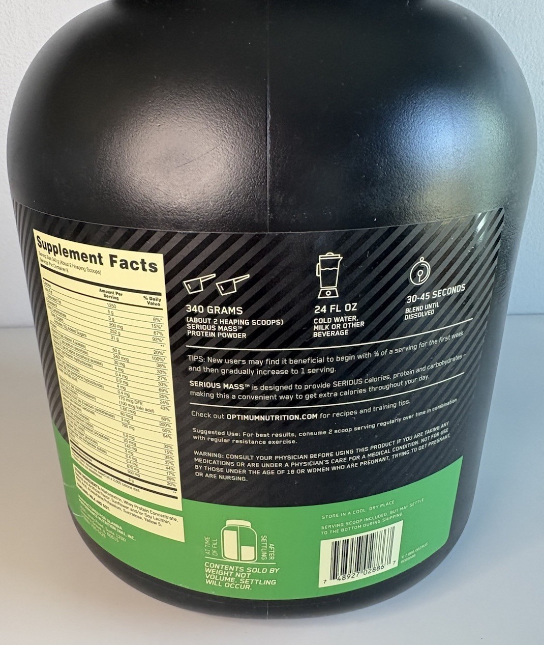 Optimum Nutrition Serious Mass Weight Gainer Protein Powder Banana Flavor 6lb