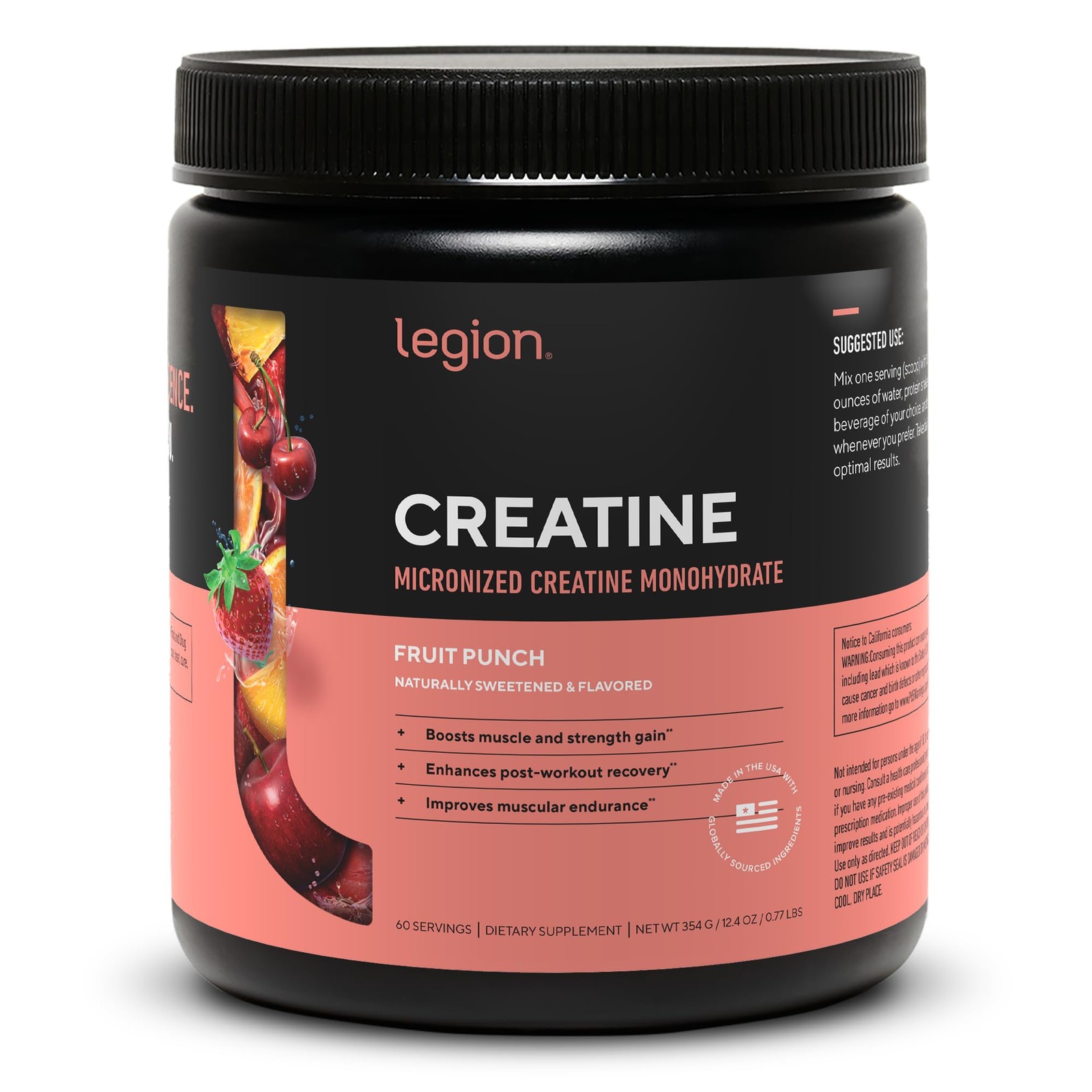 LEGION Micronized Creatine Powder, Unflavored, Supports Muscle Gain & Recovery