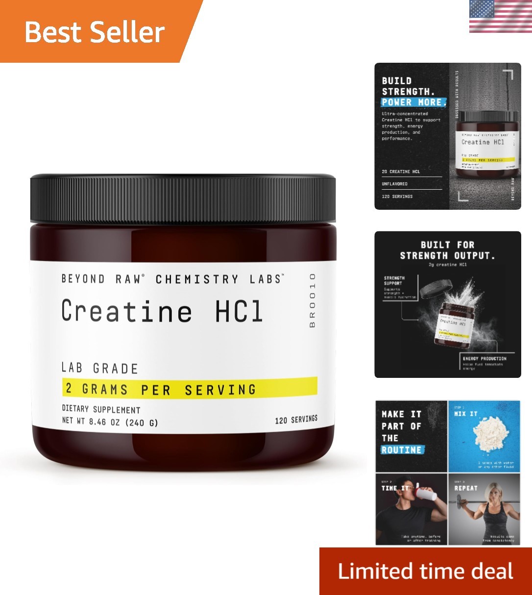 Science-Backed Creatine HCl Powder, Lab Grade, for Muscle Strength and Growth…