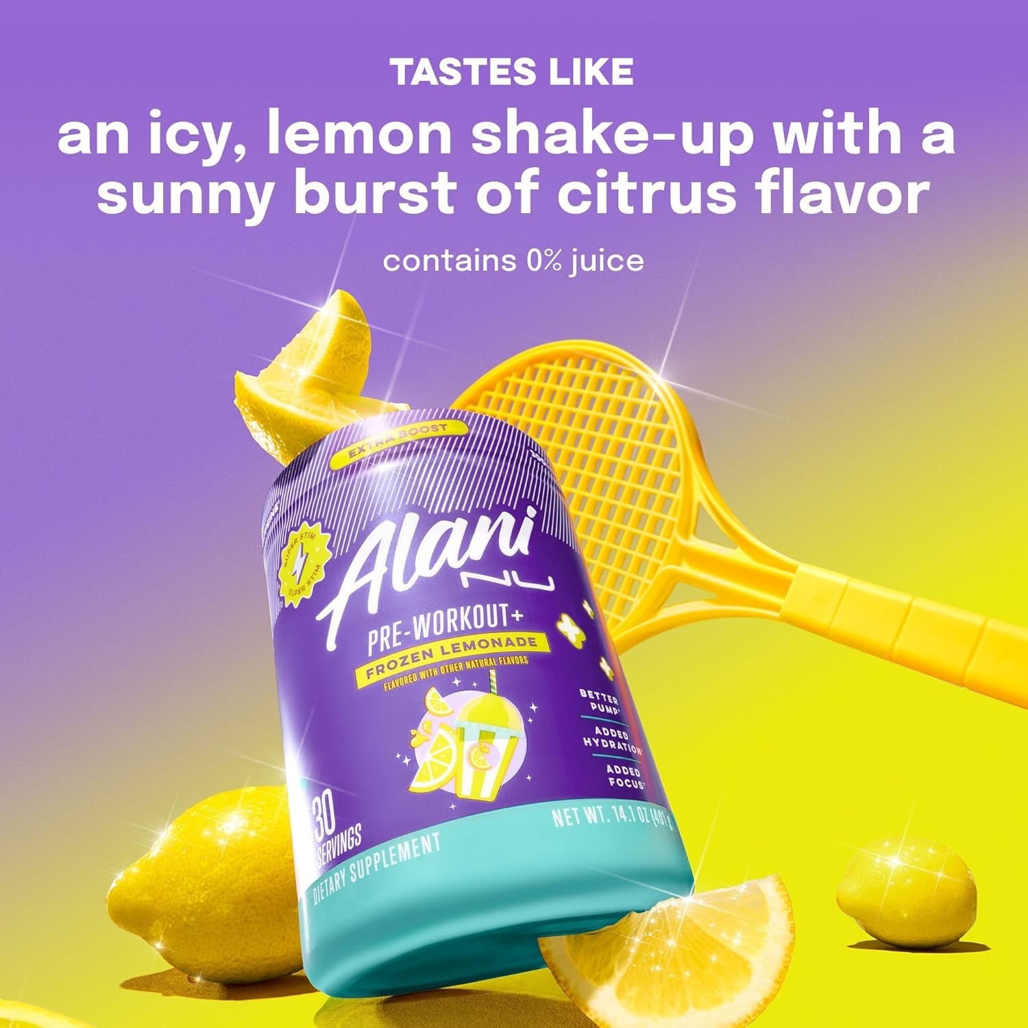 Frozen Lemonade Pre-Workout Powder with 300mg Caffeine, 30 Servings, Sugar-Free