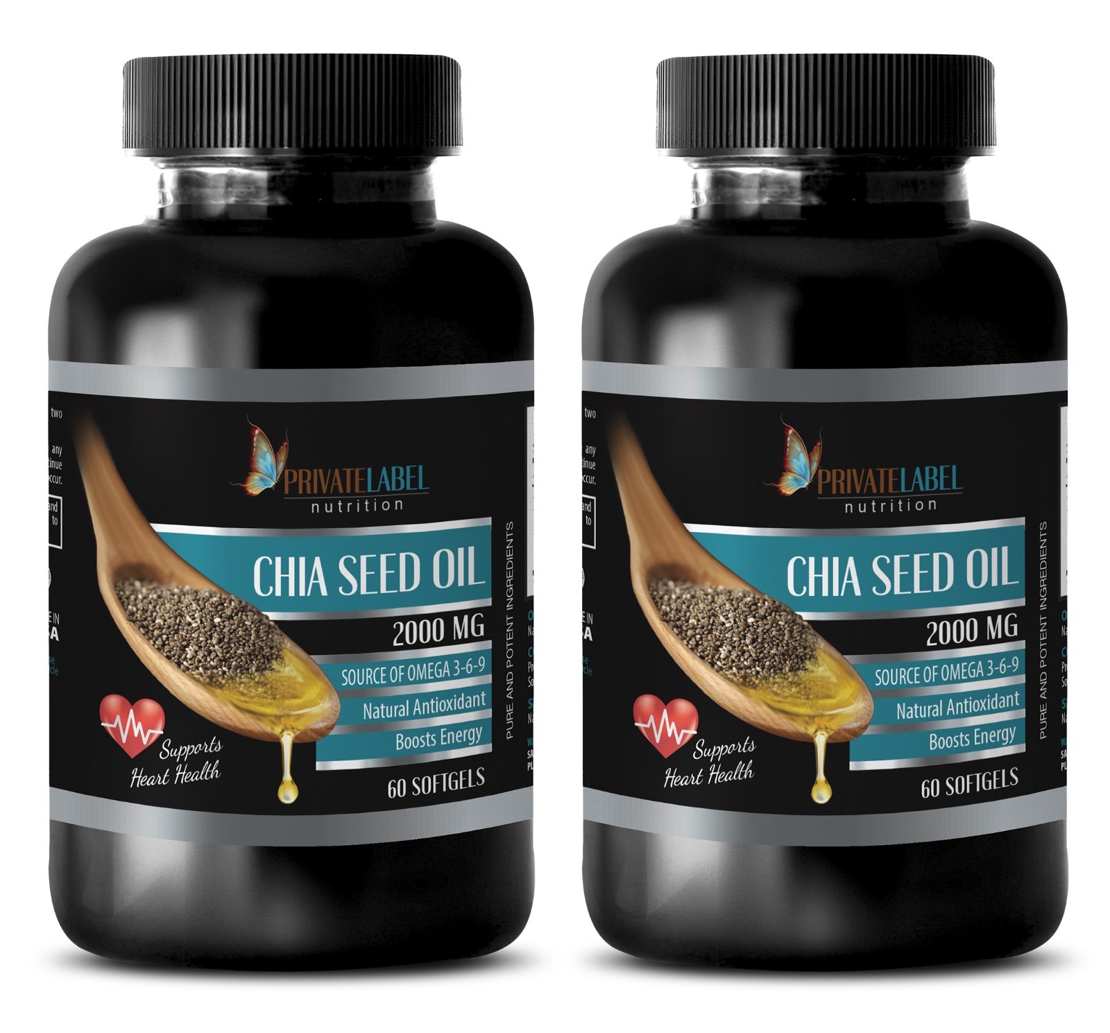 Fat burner quadracarn – CHIA SEED OIL 2000mg – chia seed capsules – 2 Bottles