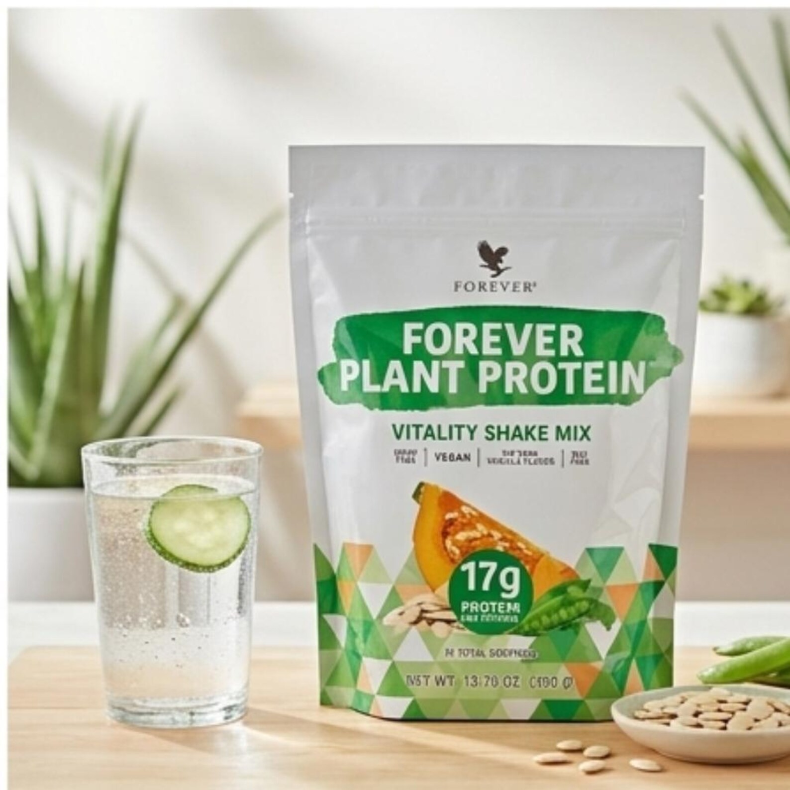 Forever Plant Protein Vegan Pea Pumpkin Powder 15 Servings Vanilla 13.7 oz