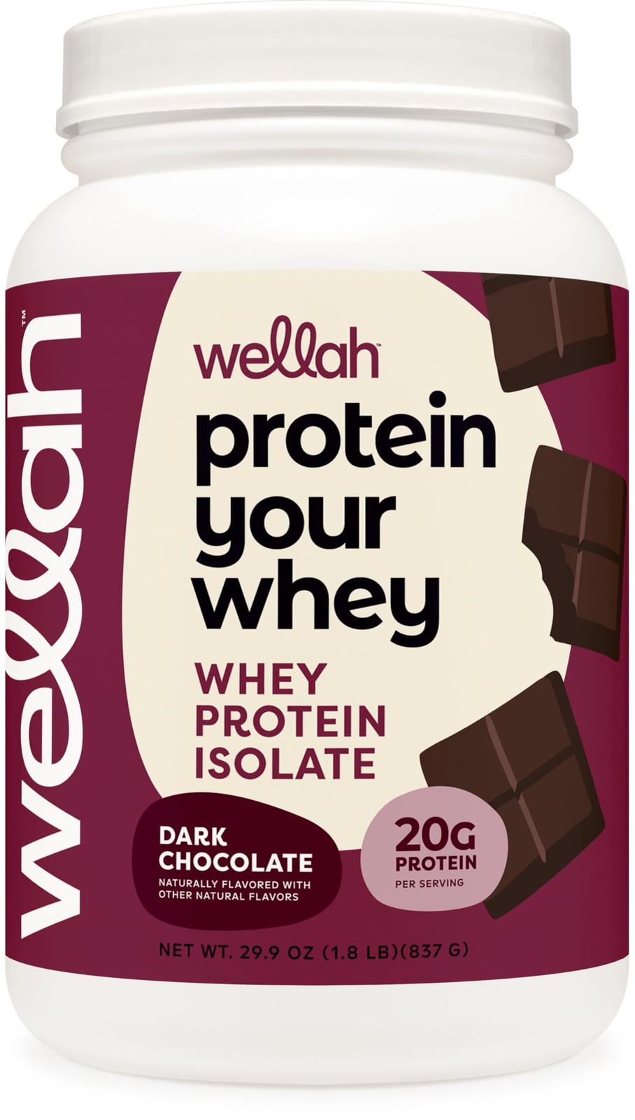 Wellah Protein Your Whey (30 Servings, Dark Chocolate) – Whey Protein Isolate