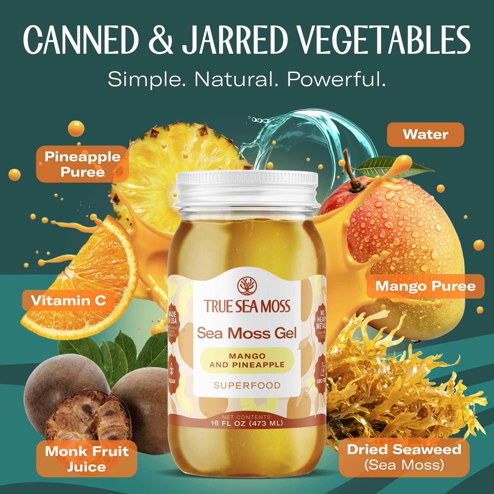 Sea Moss Gel – USA Made Wildcrafted Seamoss, Mango/Pineapple, Fruits & Veggie…