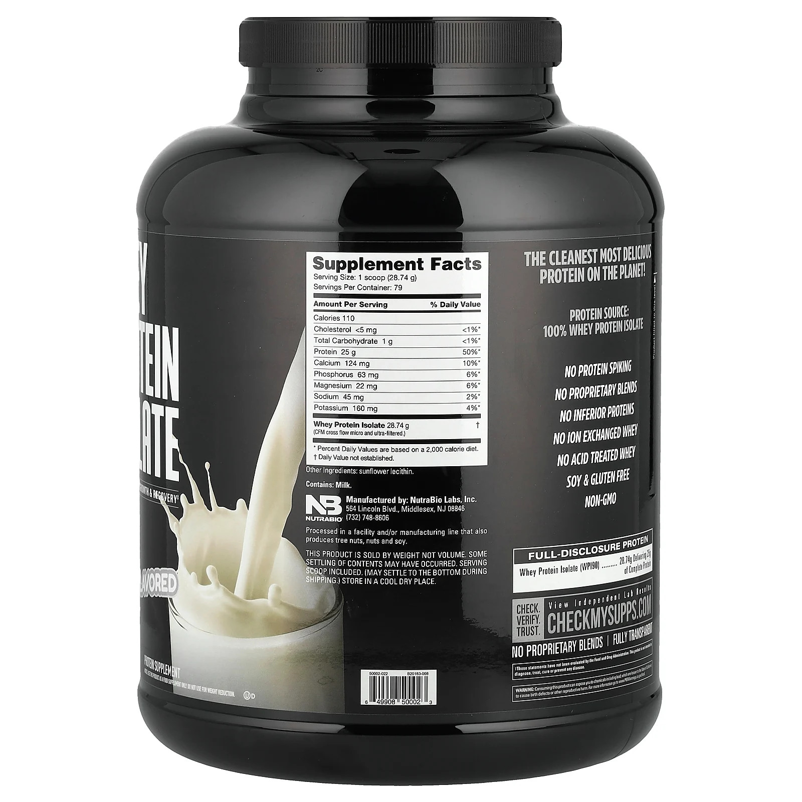 100% Whey Protein Isolate, Raw Unflavored, 5 lb (2,268 g)