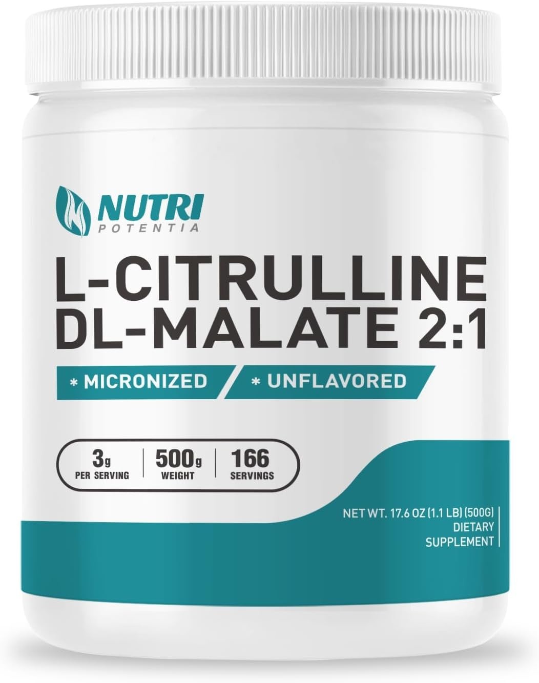NUTRI POTENTIA L-Citrulline Malate 2:1 Powder 500g, Citrulline Malate Supplement