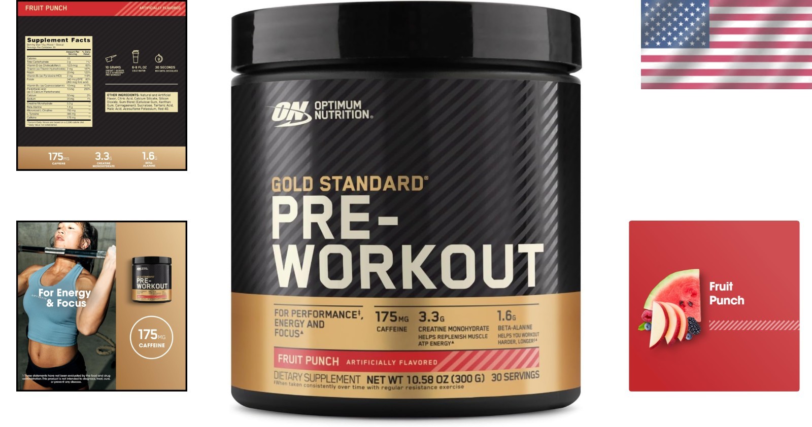 Enhance Focus & Performance – Gold Standard Pre-Workout Powder, 300g Fruit Punch