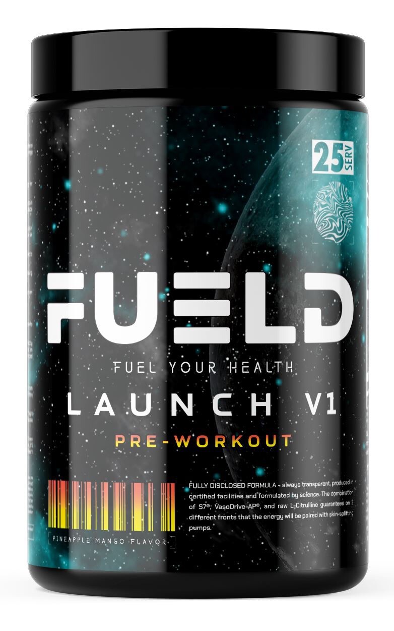 FUELD LAUNCH V1 Pre-Workout, Skin Splitting Pumps, Energy Blend 25serv Pineapple