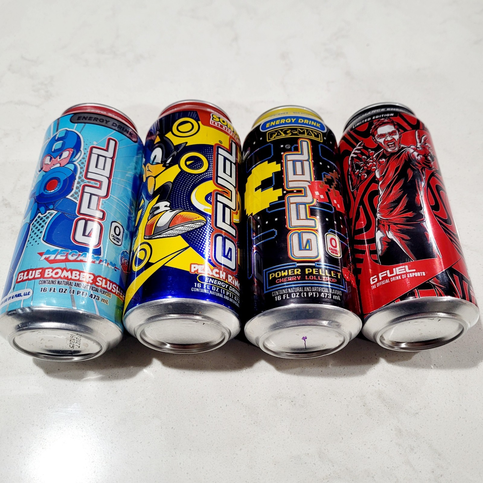 Limited Edition Megaman Sonic Pacman Pewdipie GFuel Energy Drink Can 16oz 4 pack