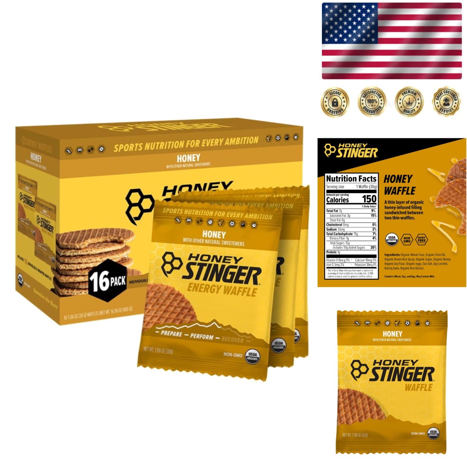 Performance-Enhancing Organic Honey Waffles – 16 Count for Pre/Post Workout Fuel