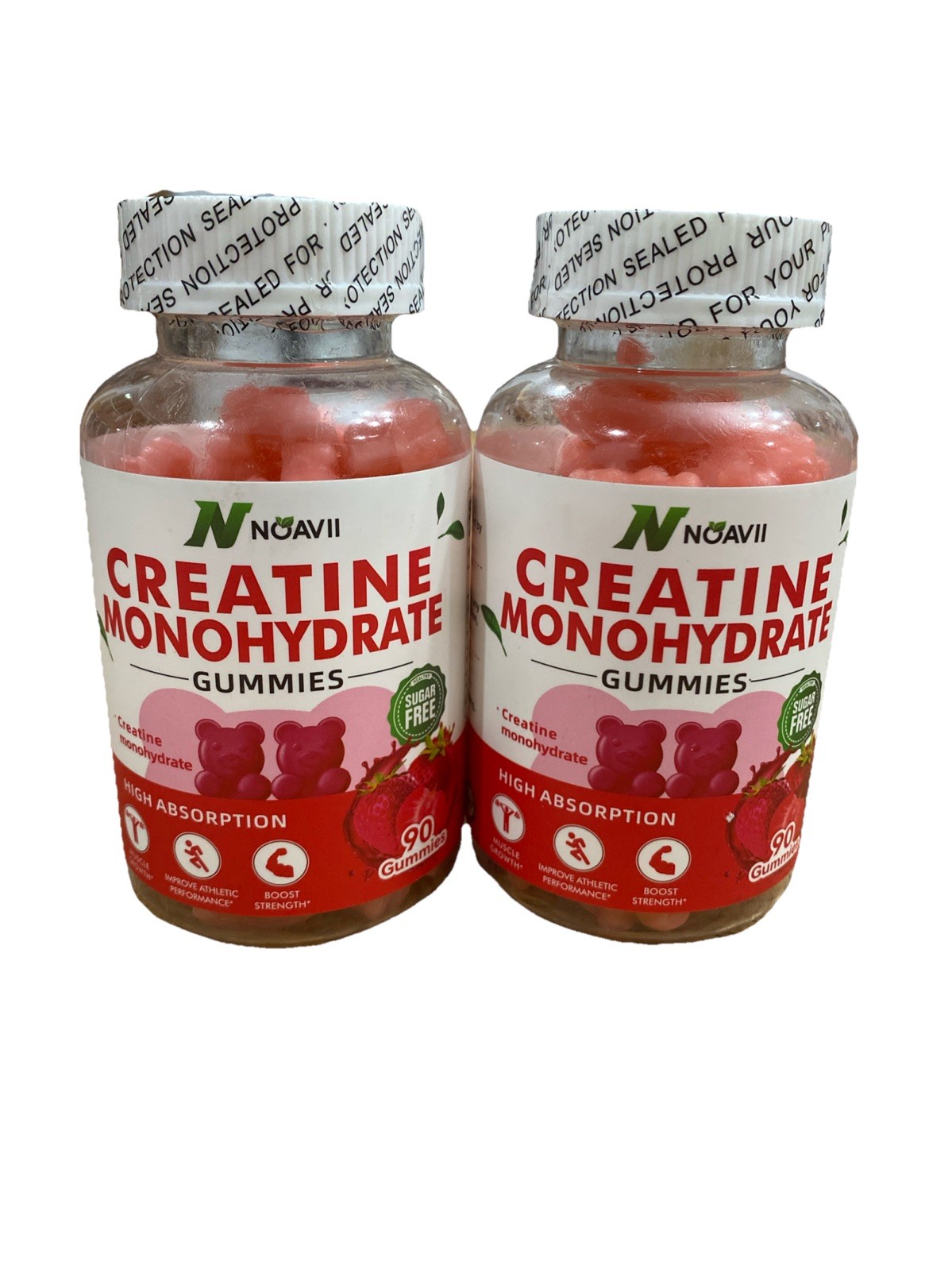 2X Noavii Creatine Monohydrate Gummies Strawberry Sugar Free 90 count 2027