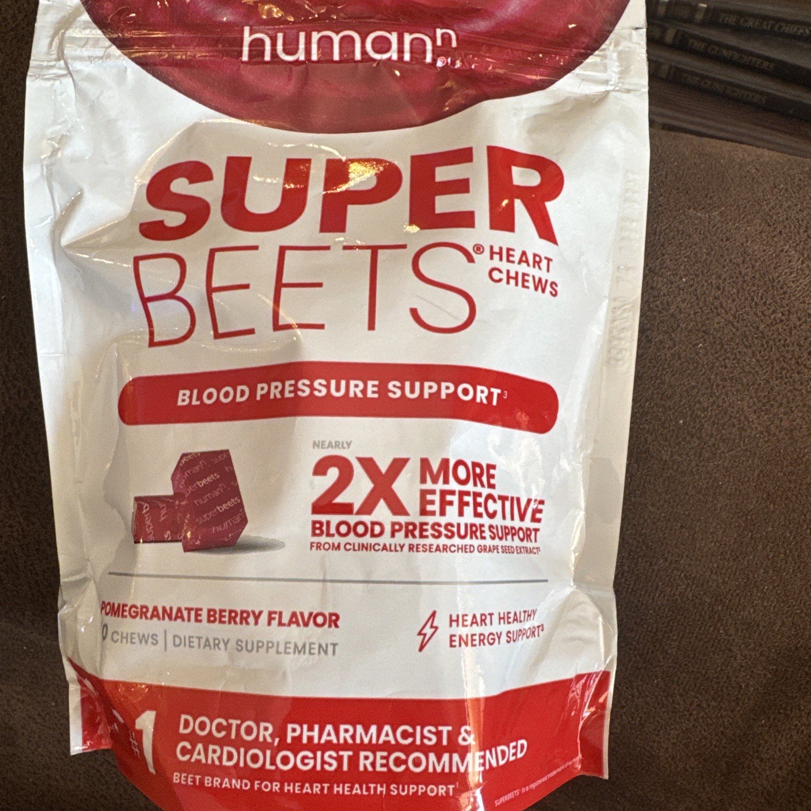 HumanN SuperBeets Heart Chews, Nitric Oxide and Blood Pressure Support- 60 count